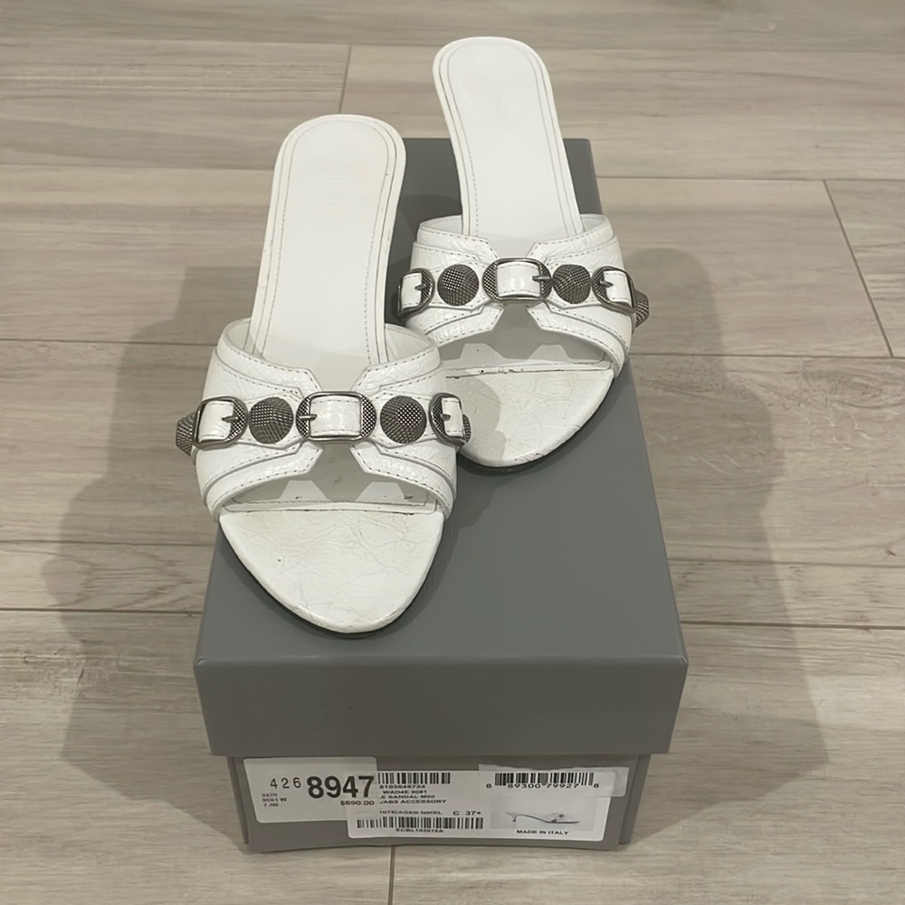 Balenciaga Cagole Mule in White Size 7.5 - Picture 2 of 15
